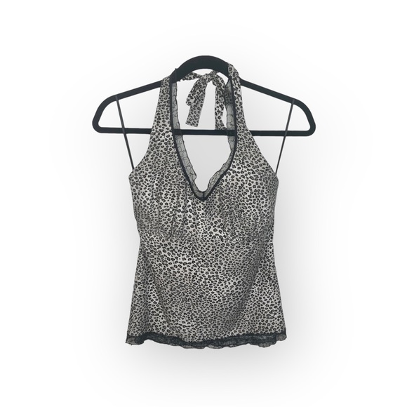 new Papillon Blanc 🝮 Bustier Halter Top 🝮 Eyelash Lace Trim 🝮 Leopard 🝮 L - Picture 14 of 16